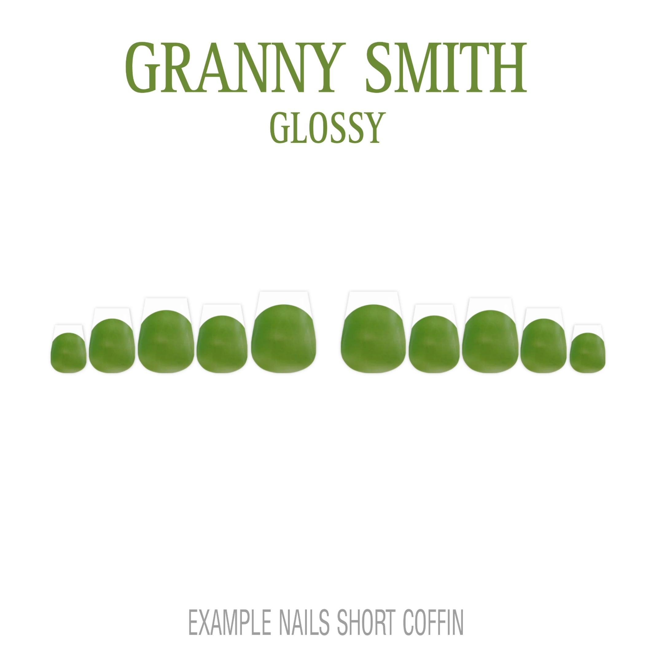 Granny Smith green French tip press-on nails