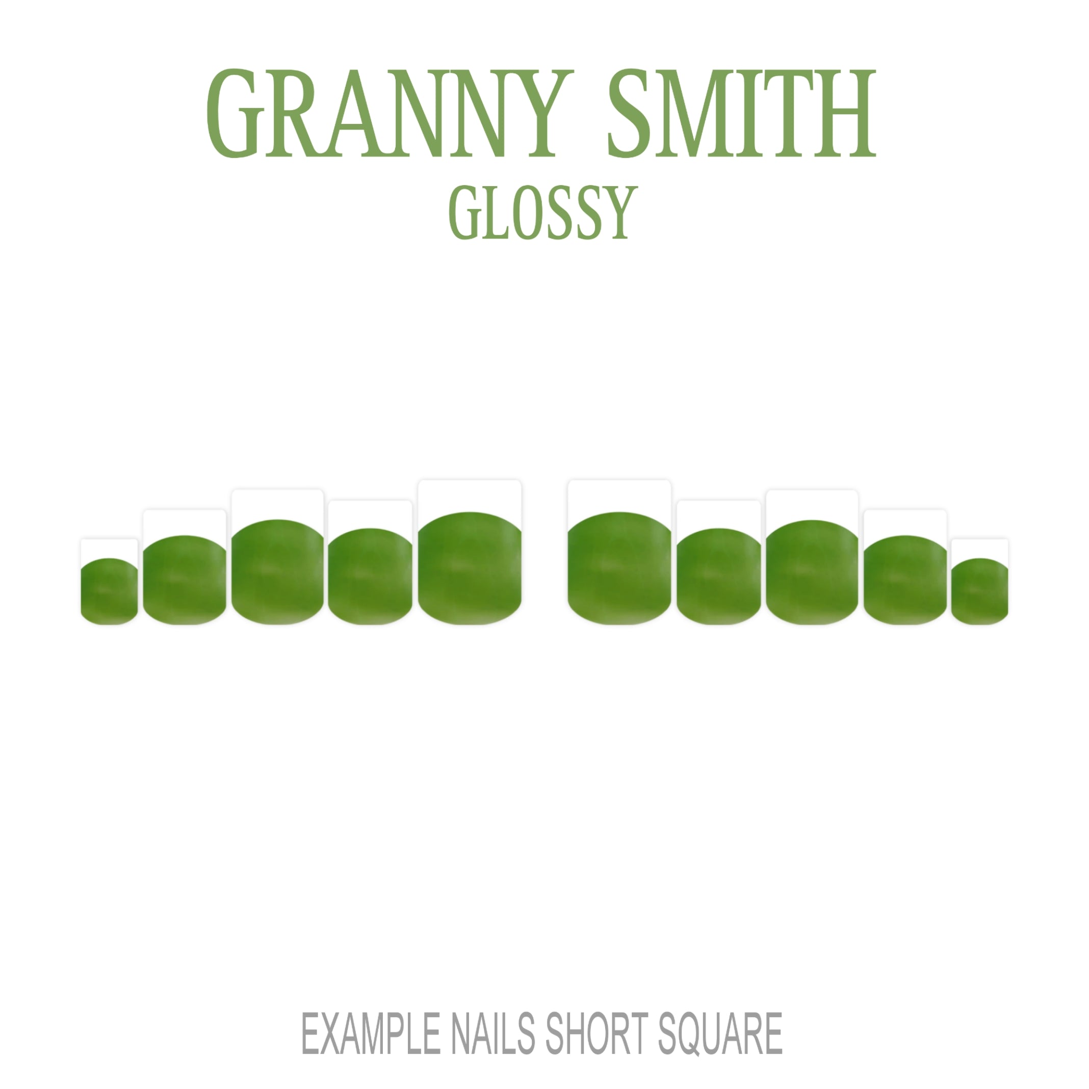 Granny Smith green French tip press-on nails