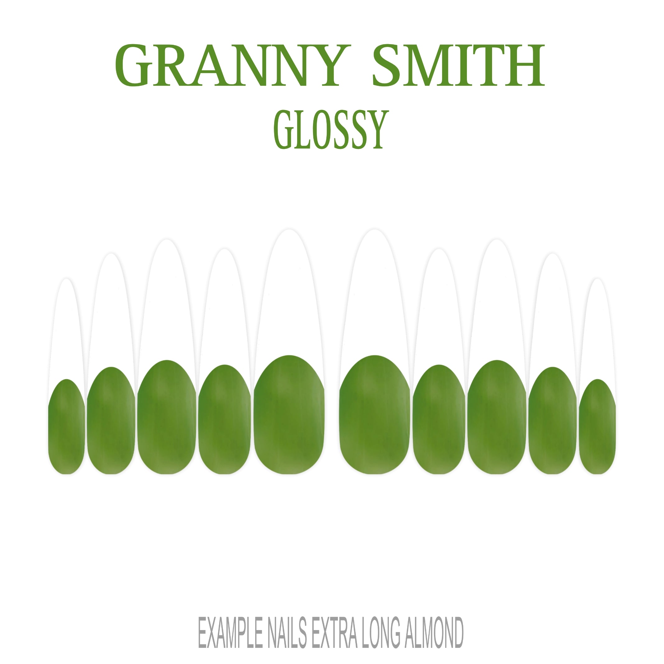 Granny Smith green French tip press-on nails