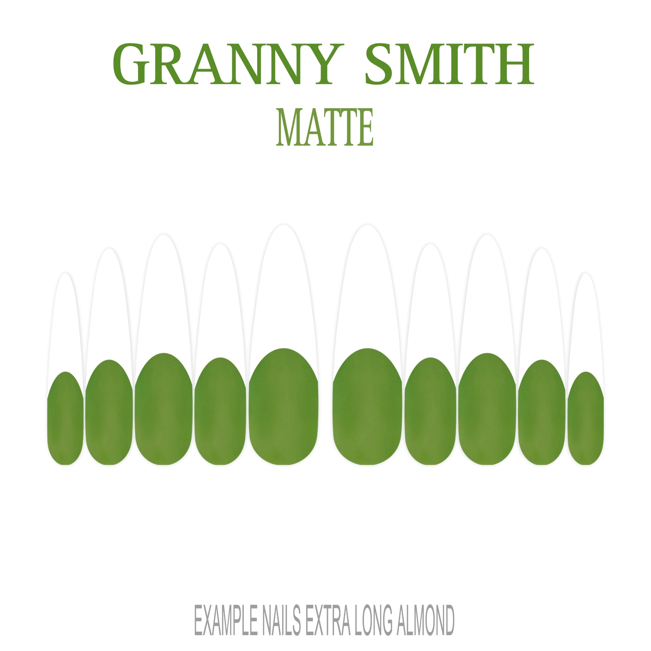 Granny Smith green French tip press-on nails