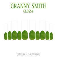 Granny Smith green French tip press-on nails