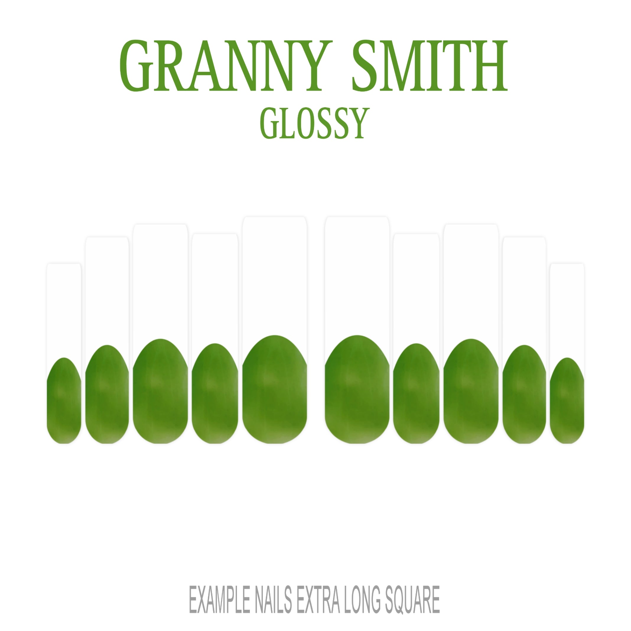 Granny Smith green French tip press-on nails