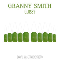 Granny Smith green French tip press-on nails