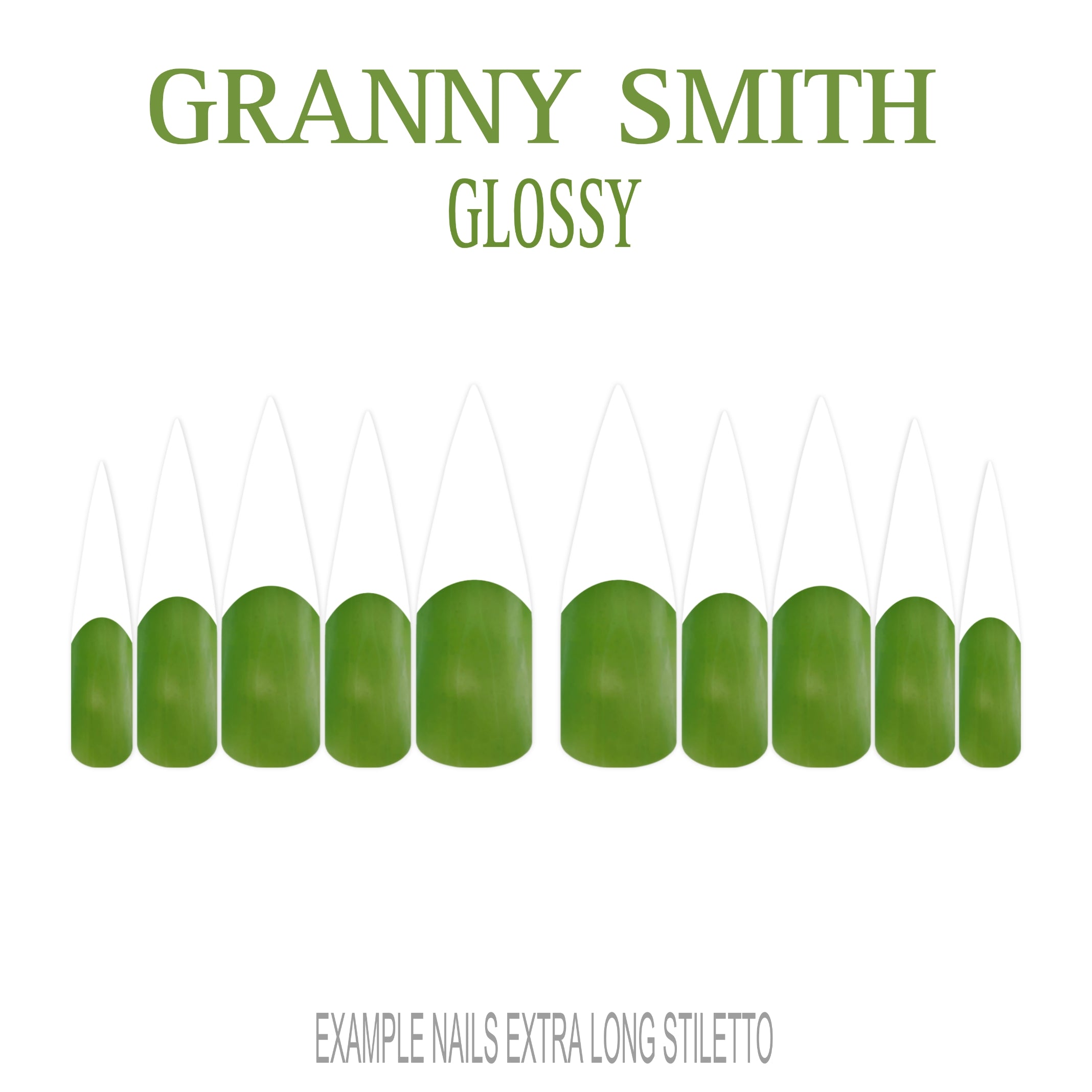 Granny Smith green French tip press-on nails