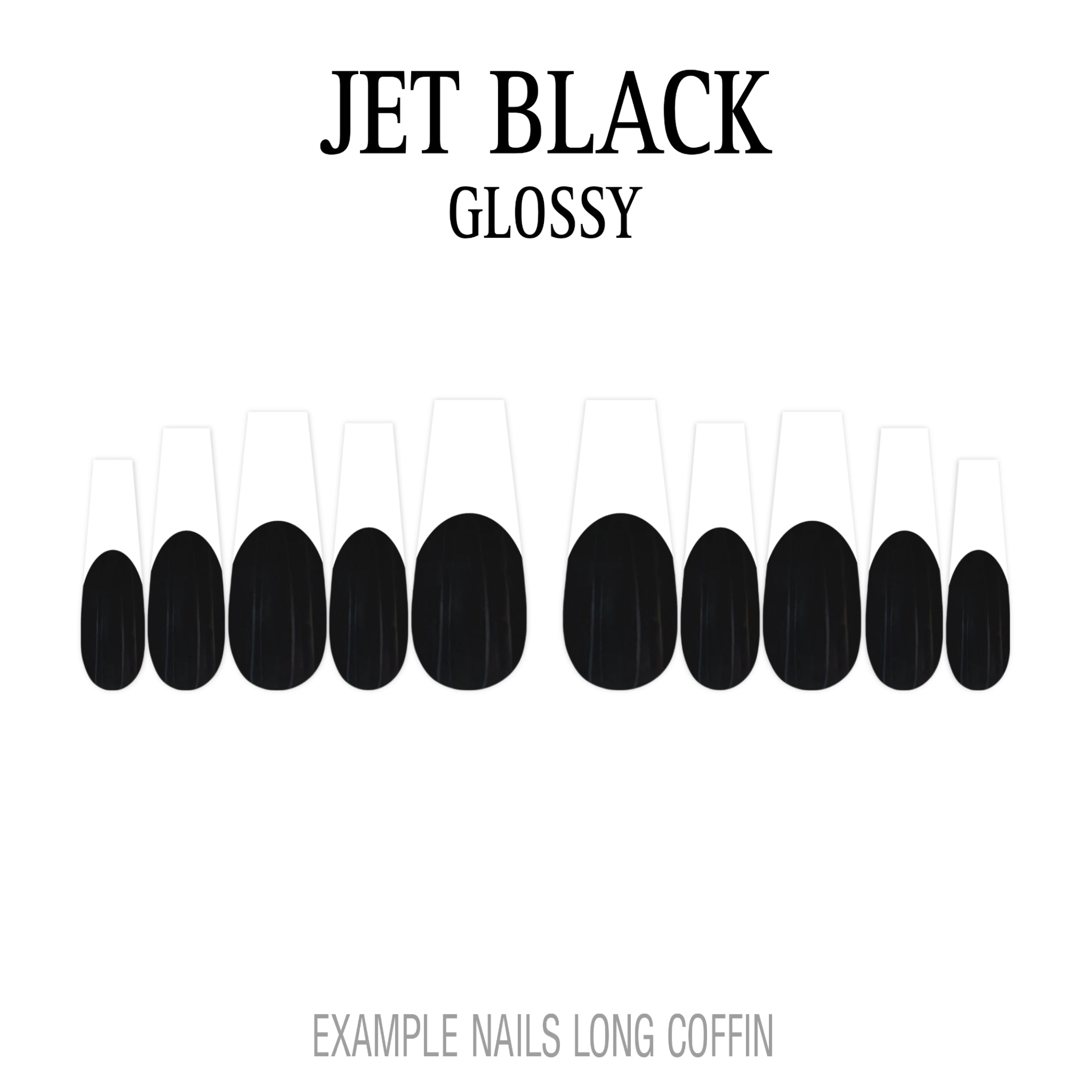 Jet Black black French tip press-on nails