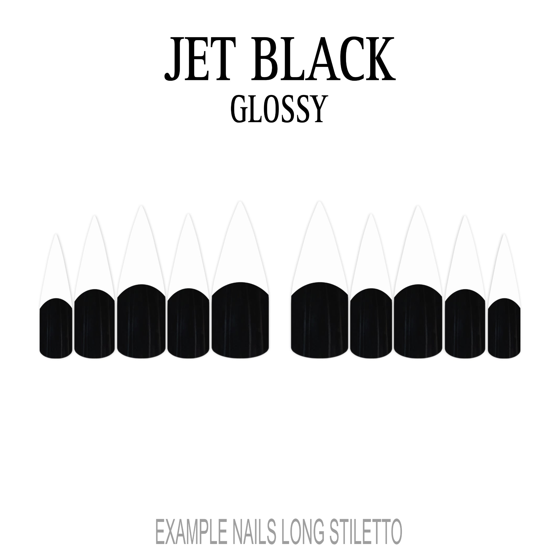 Jet Black black French tip press-on nails