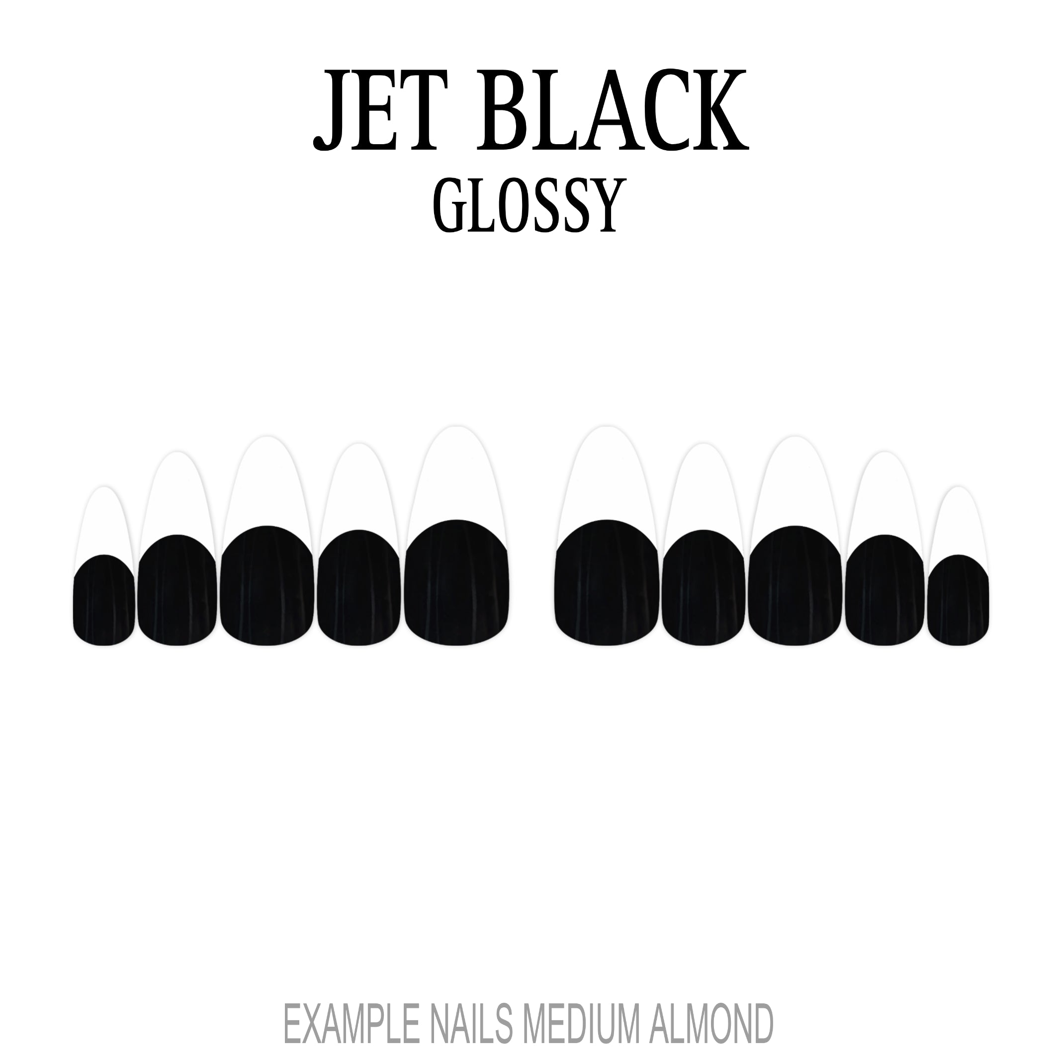 Jet Black black French tip press-on nails