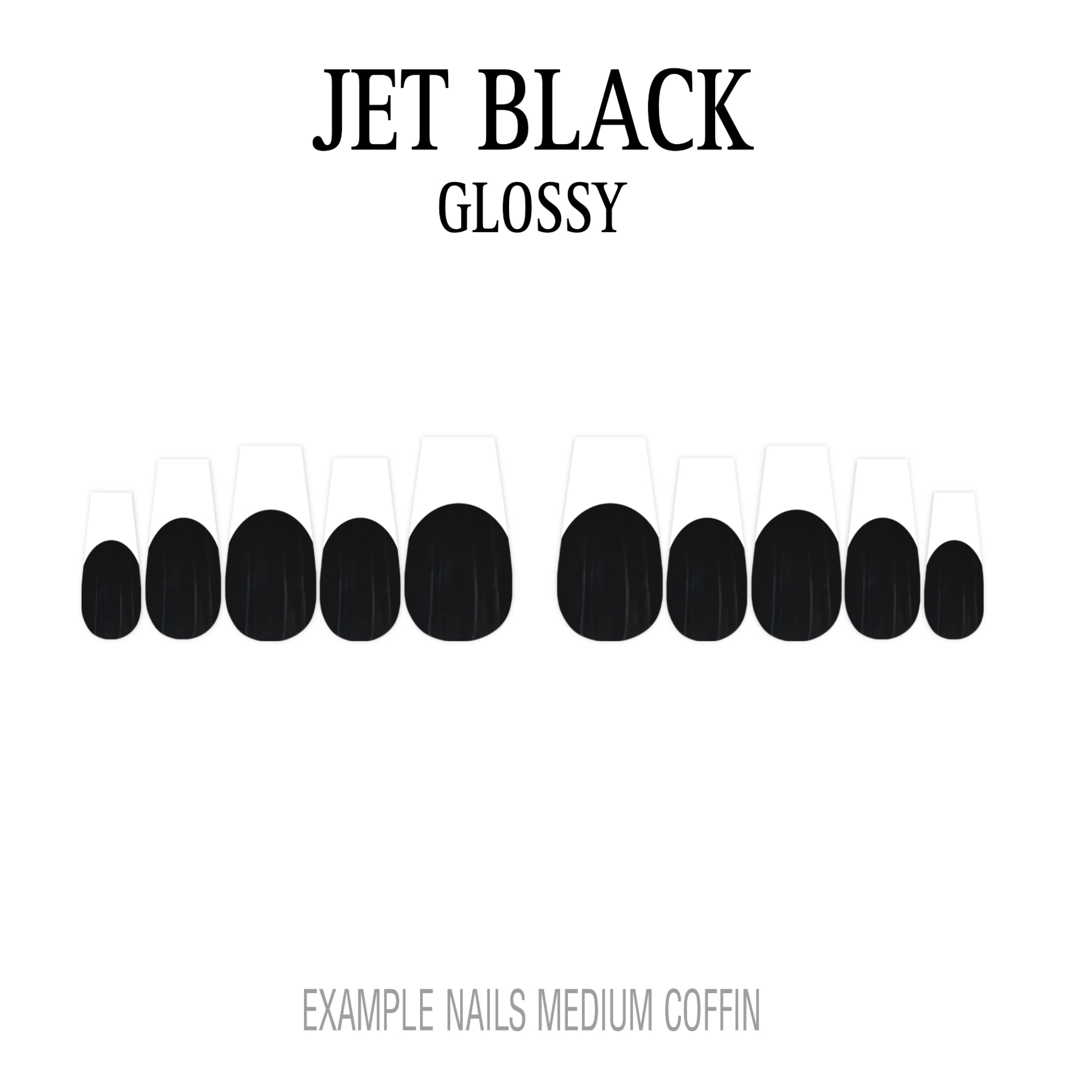 Jet Black black French tip press-on nails