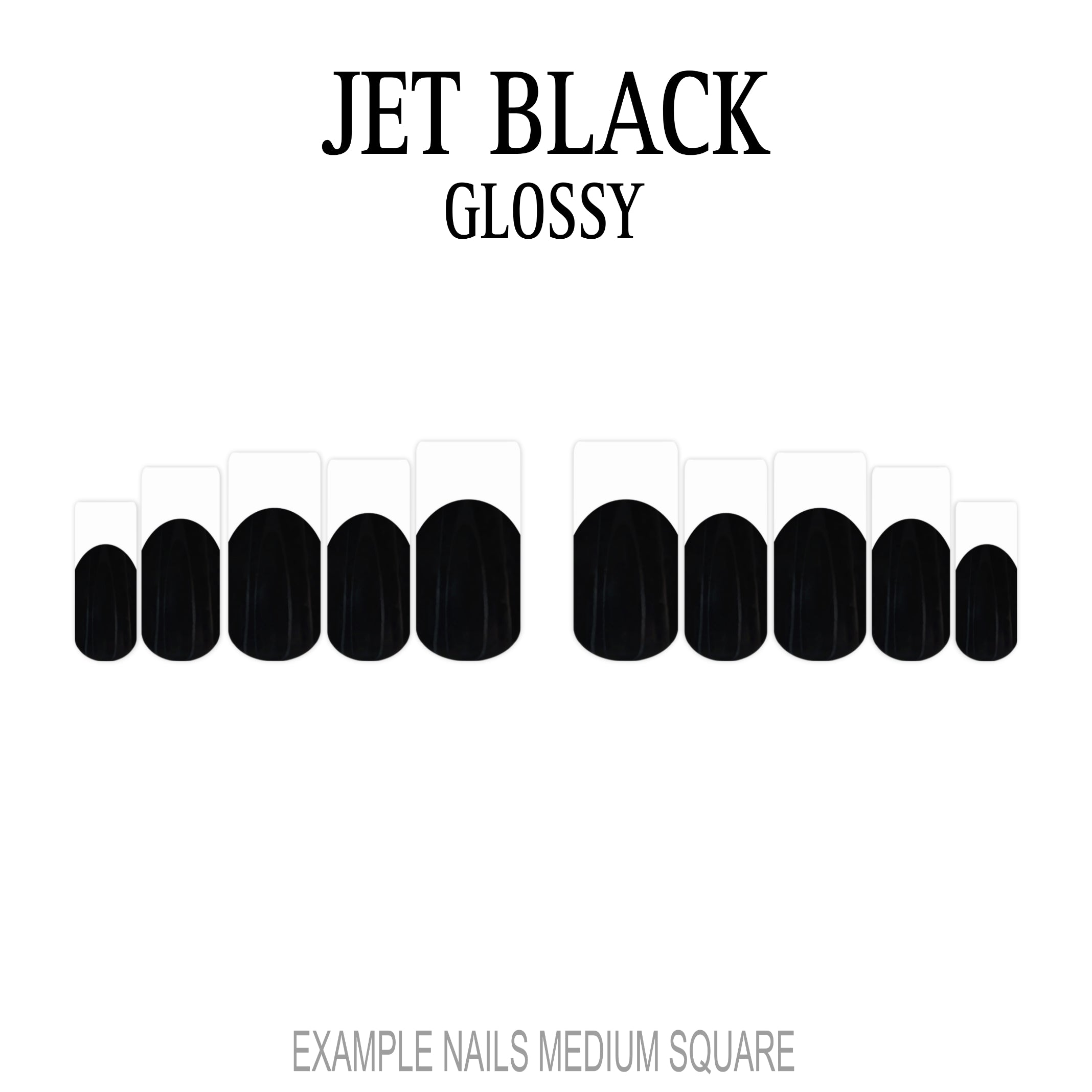 Jet Black black French tip press-on nails