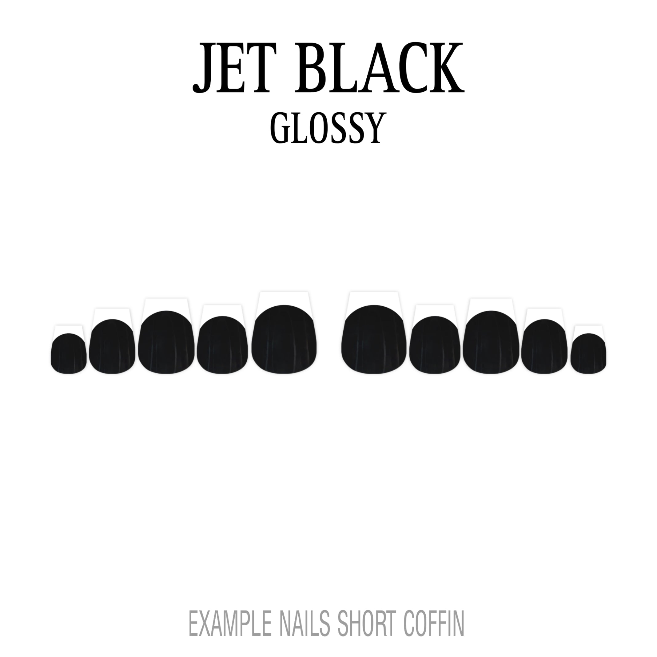 Jet Black black French tip press-on nails