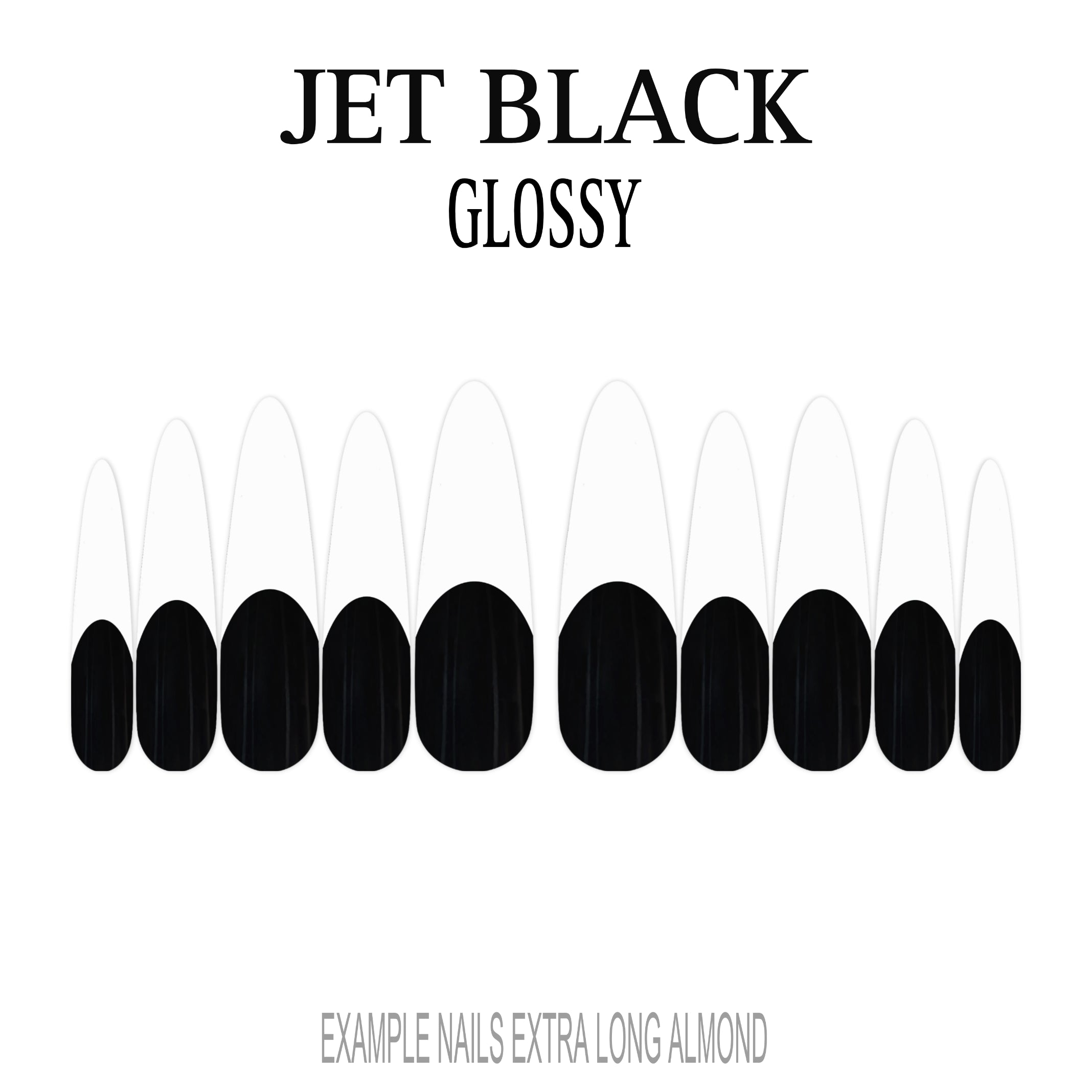 Jet Black black French tip press-on nails