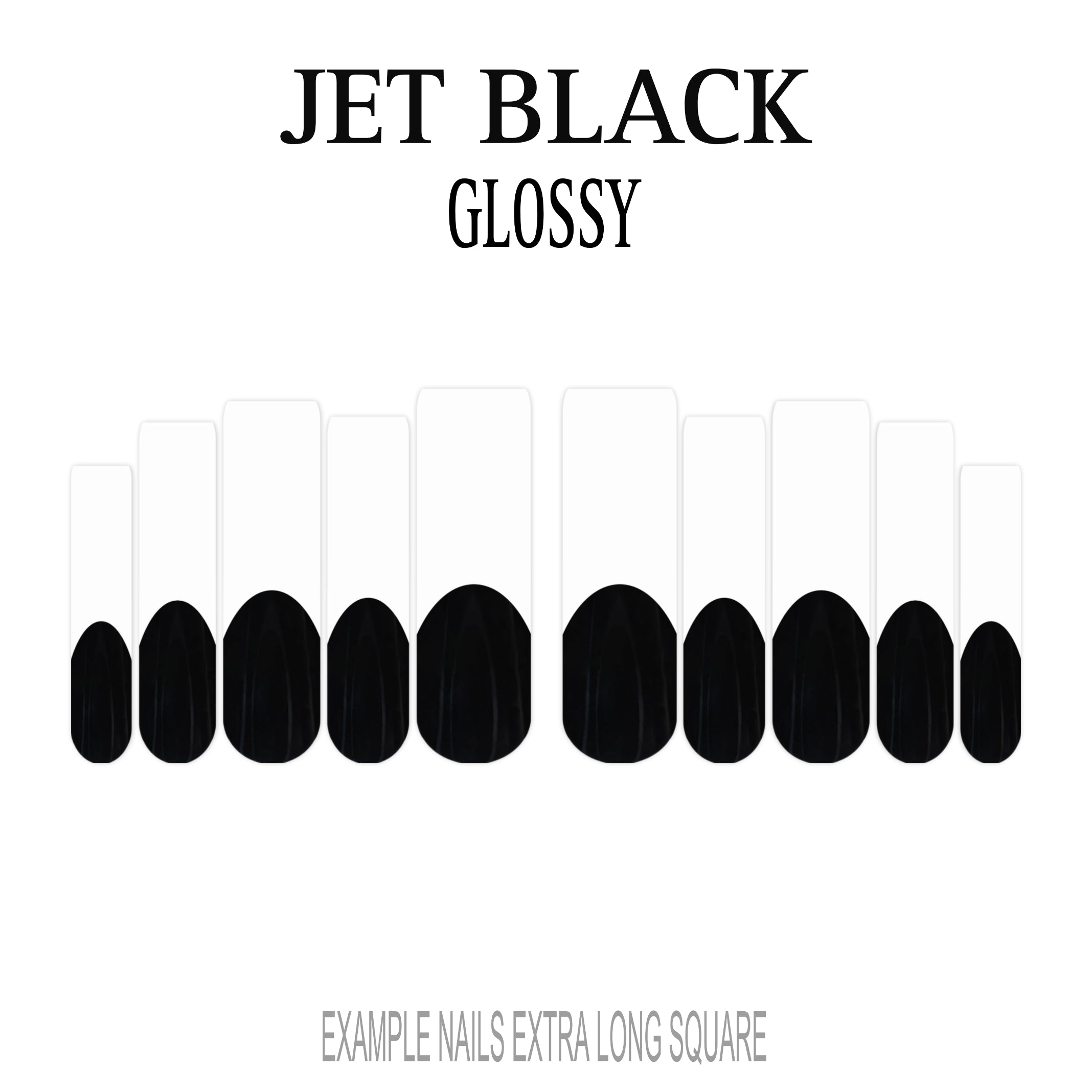 Jet Black black French tip press-on nails