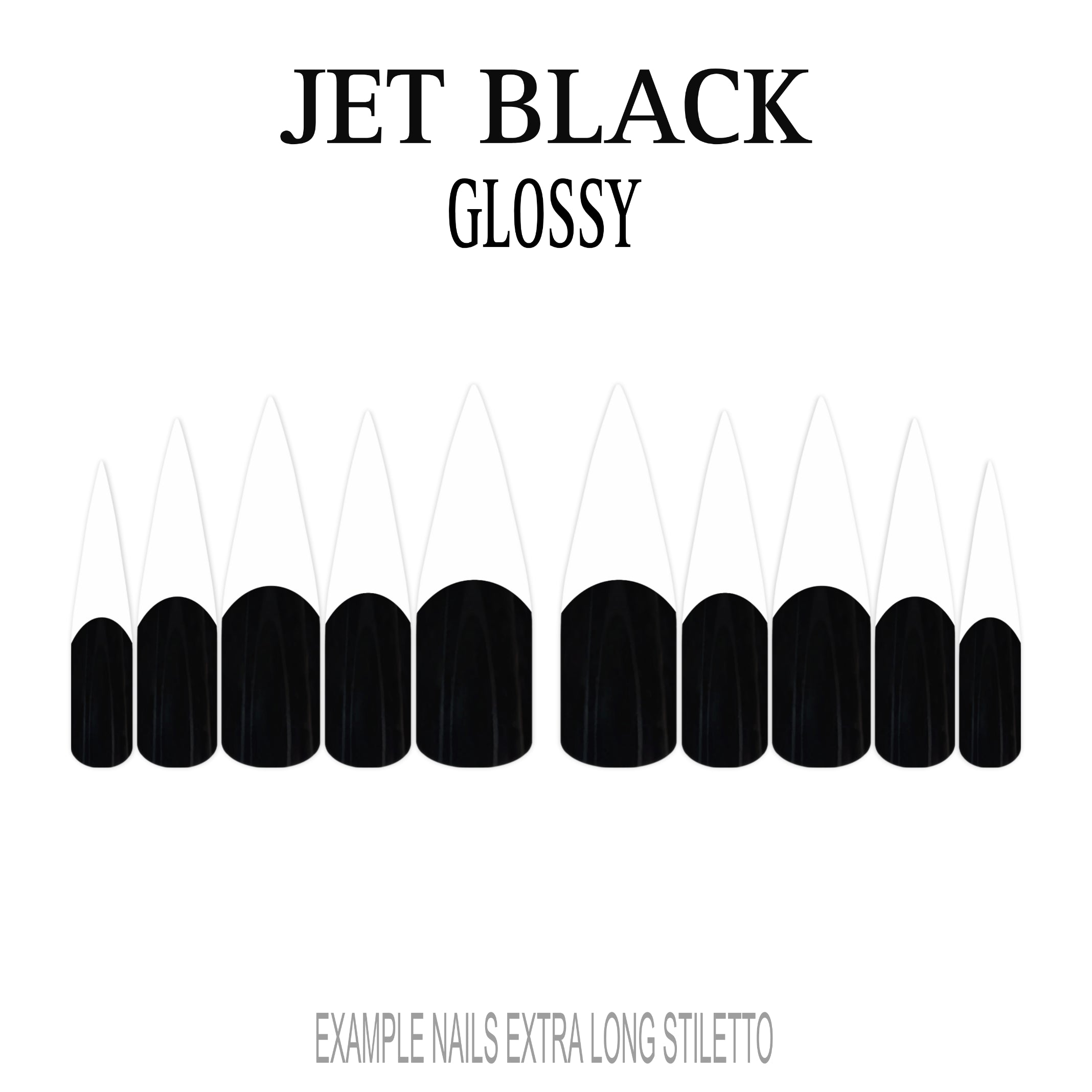Jet Black black French tip press-on nails