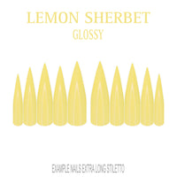 Lemon Sherbet pastel yellow extra long stiletto press-on nails with glossy finish