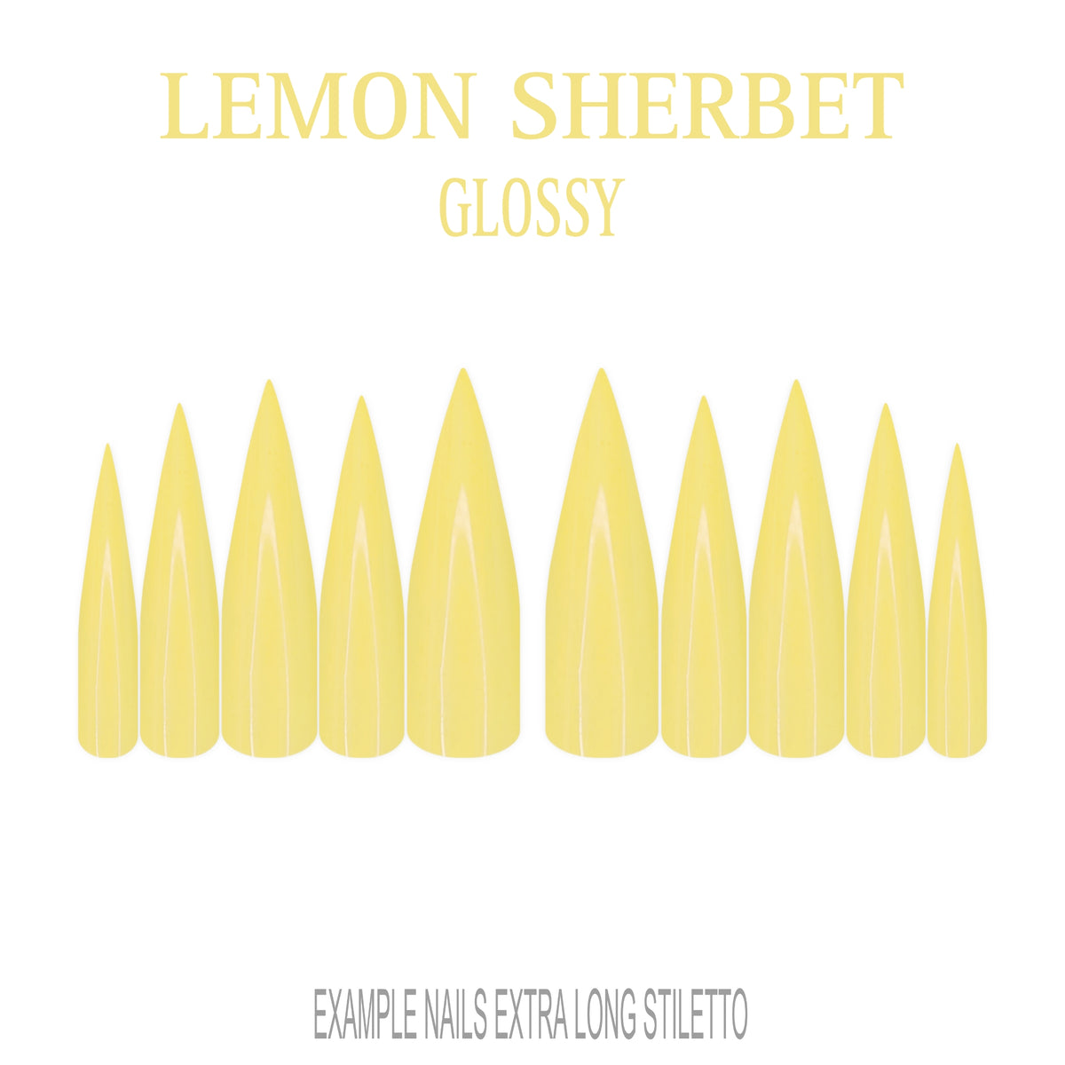 Lemon Sherbet pastel yellow extra long stiletto press-on nails with glossy finish