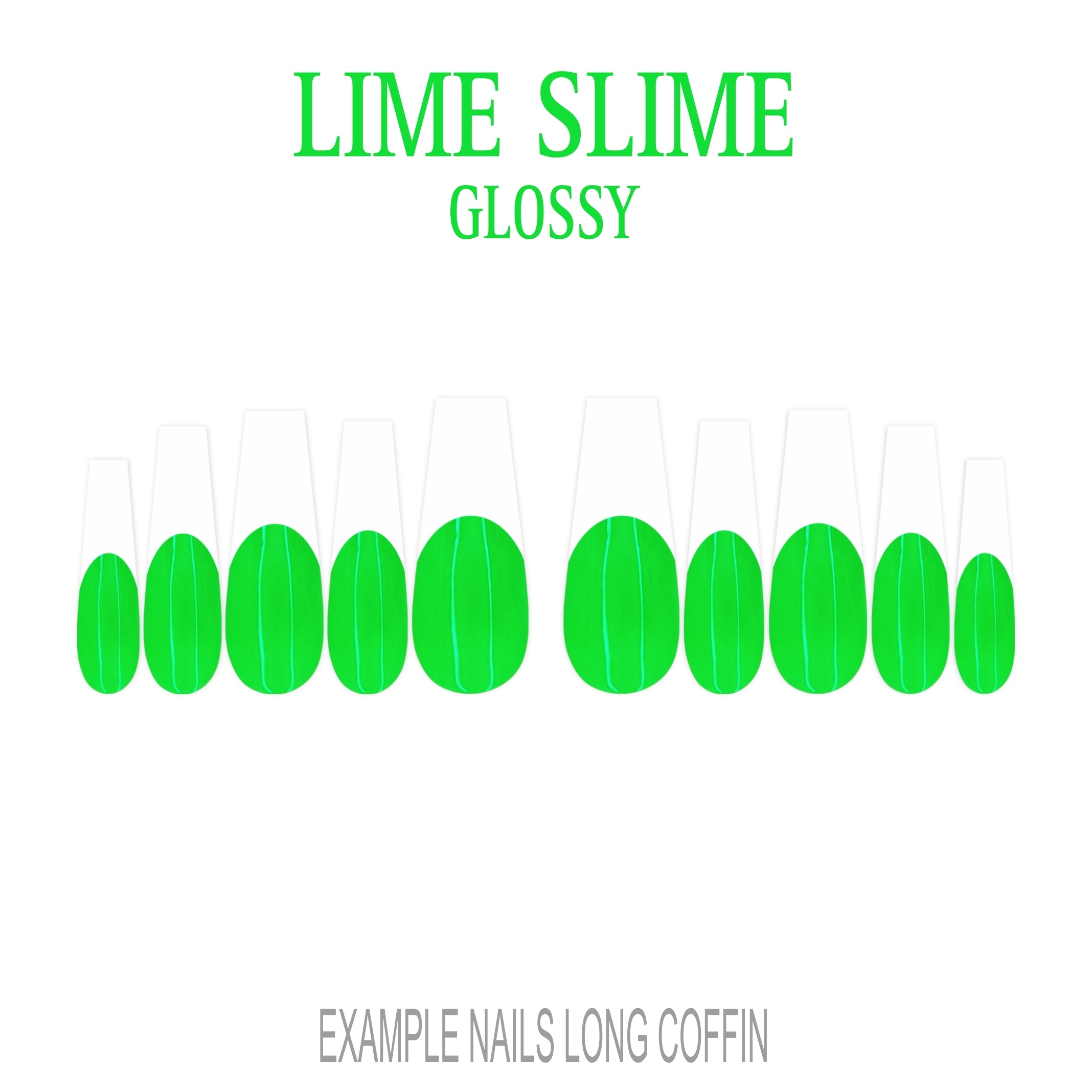 Lime Slime bright green French tip press-on nails