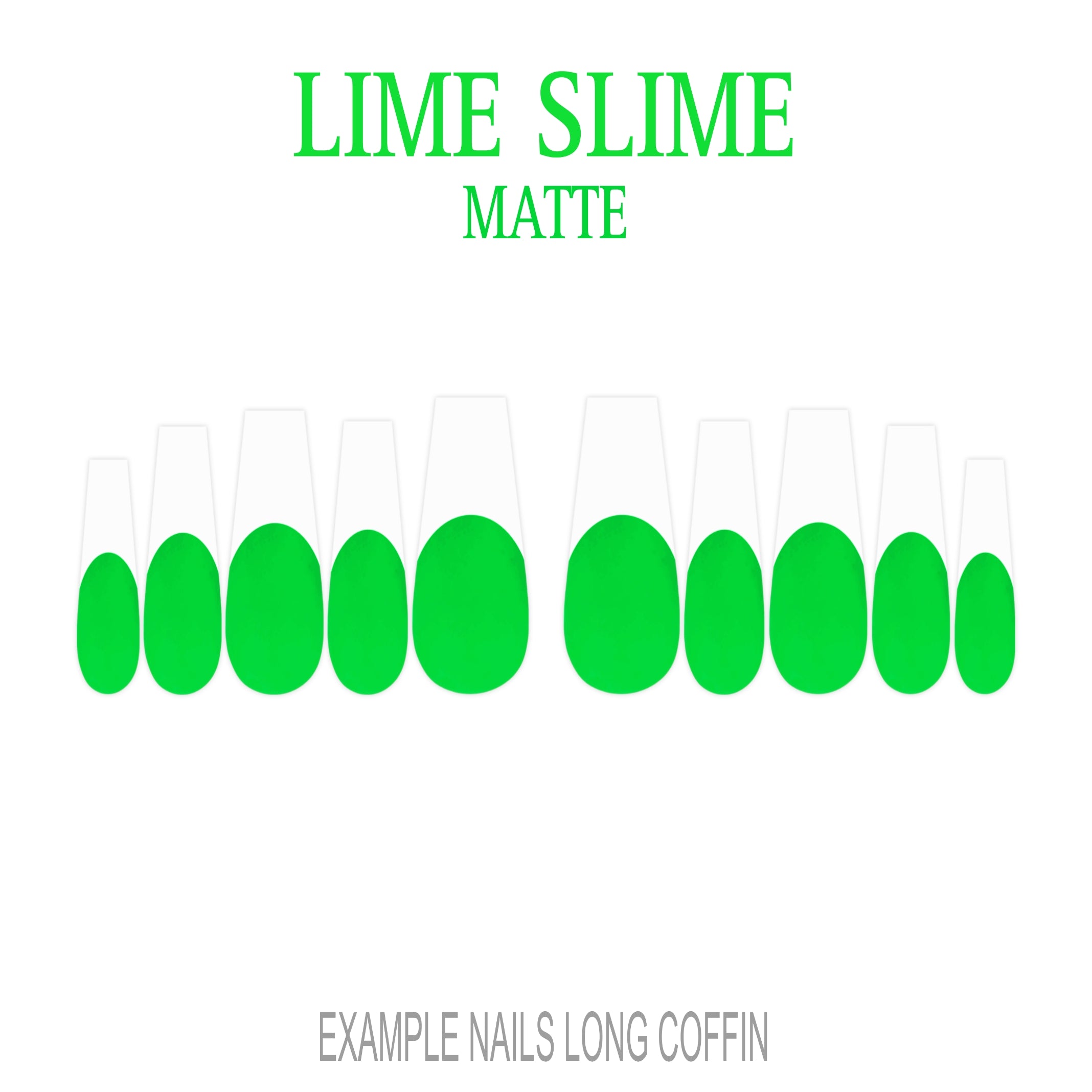 Lime Slime bright green French tip press-on nails