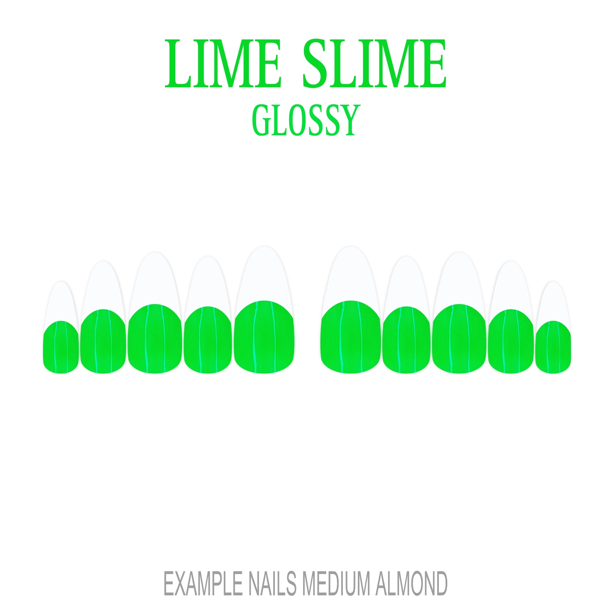 Lime Slime bright green French tip press-on nails