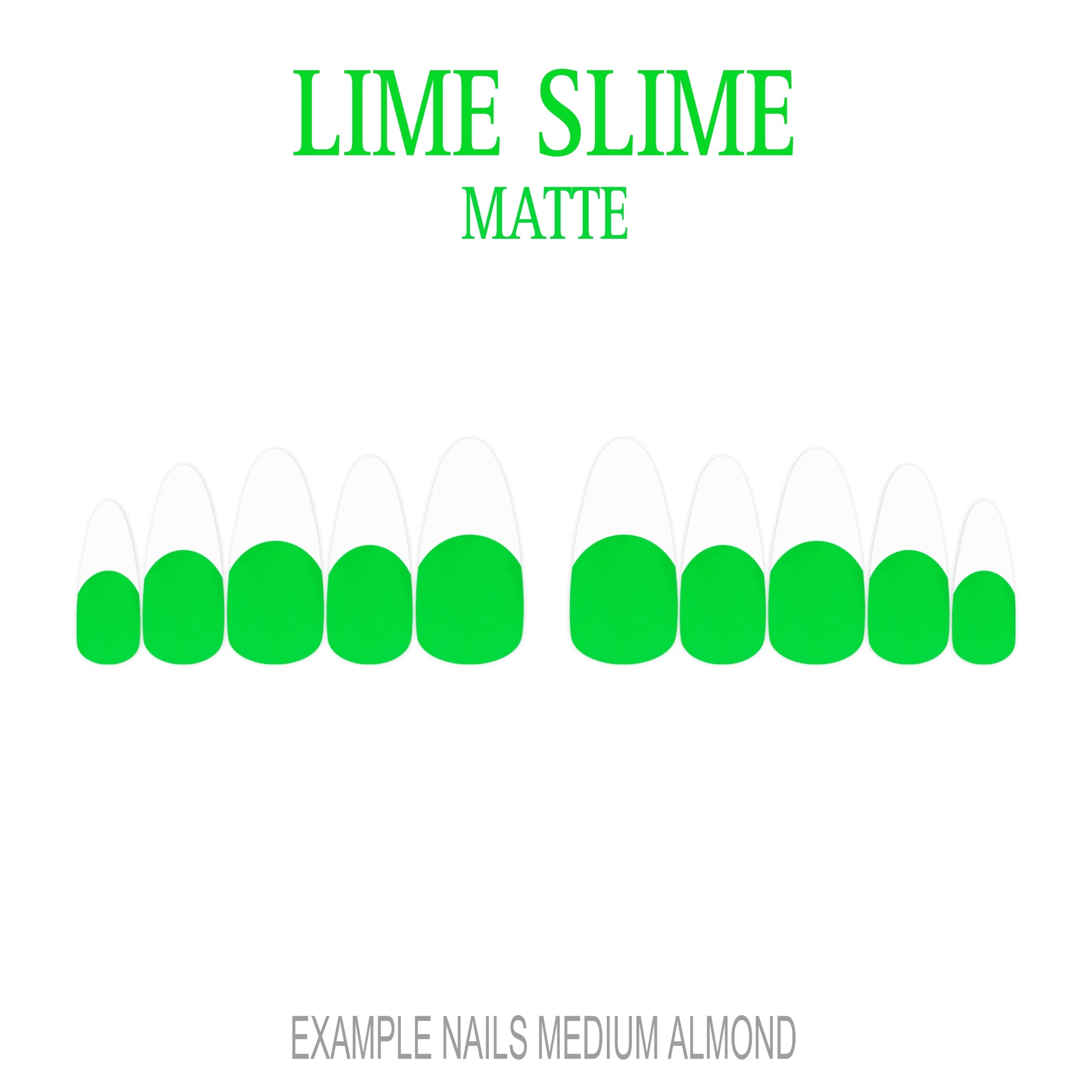Lime Slime bright green French tip press-on nails
