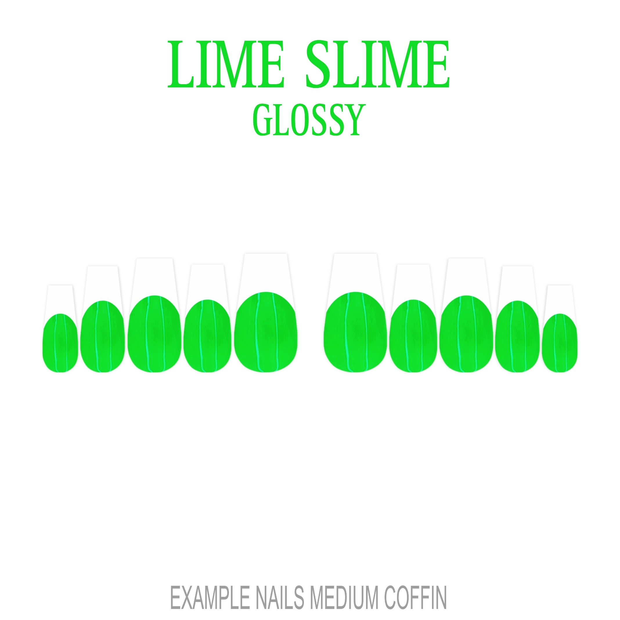 Lime Slime bright green French tip press-on nails