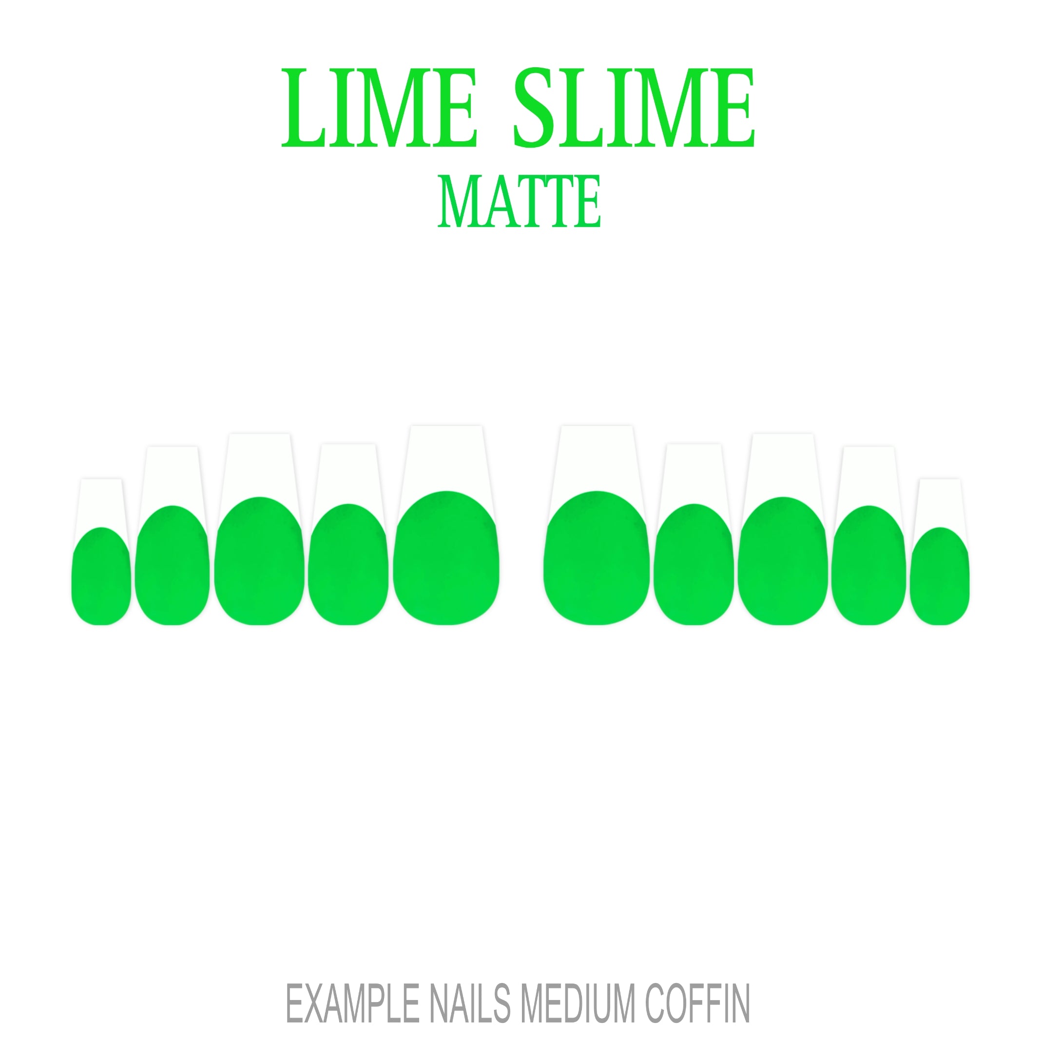 Lime Slime bright green French tip press-on nails