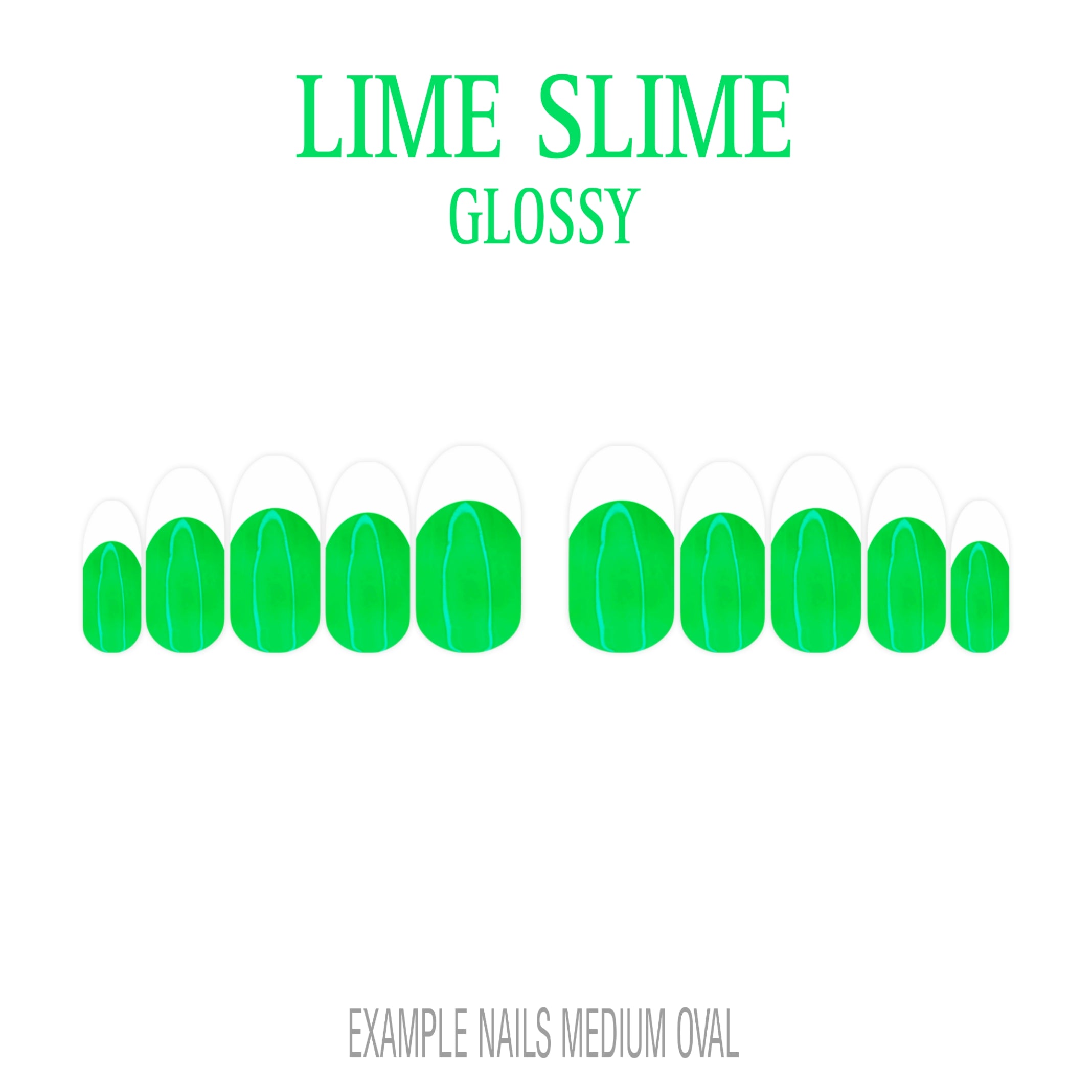 Lime Slime bright green French tip press-on nails