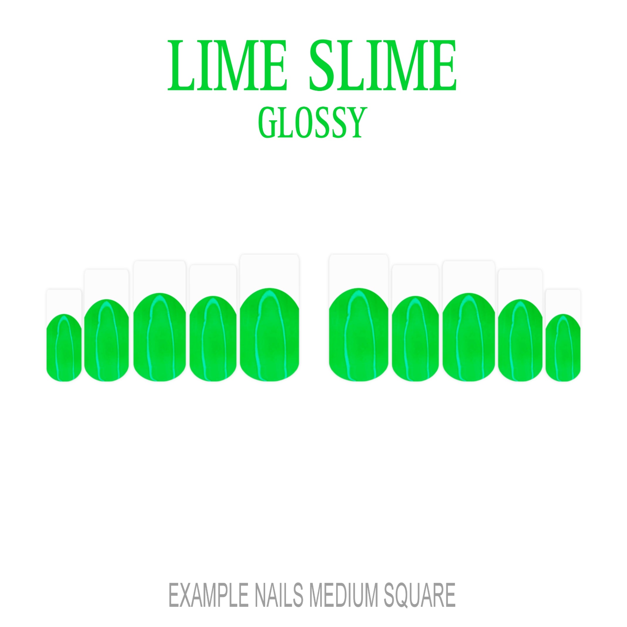Lime Slime bright green French tip press-on nails