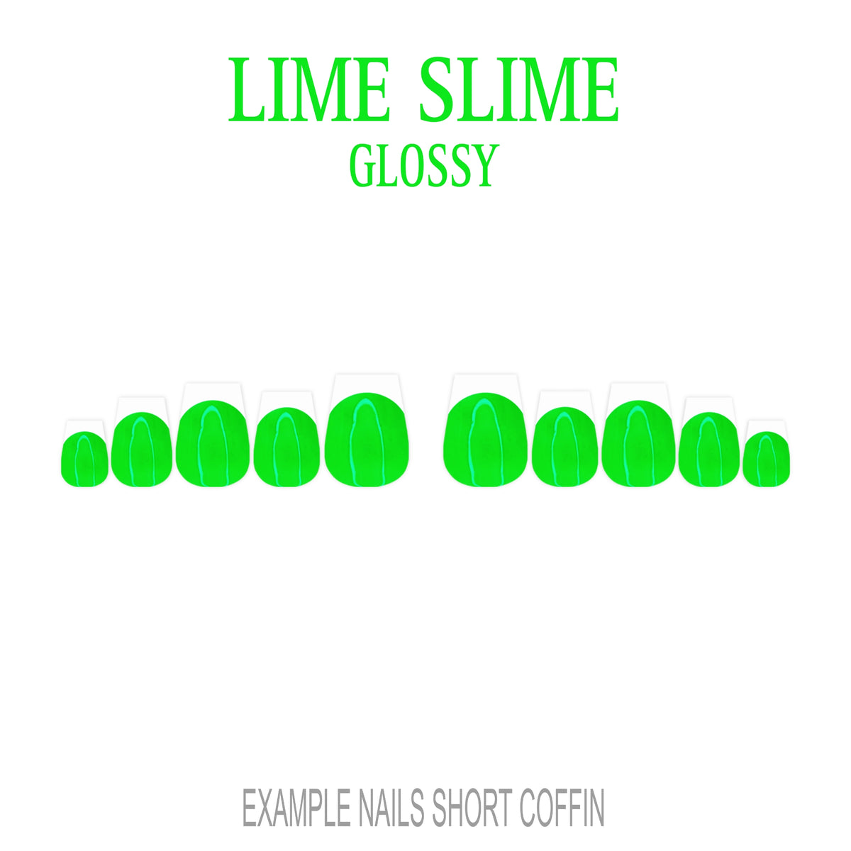 Lime Slime bright green French tip press-on nails