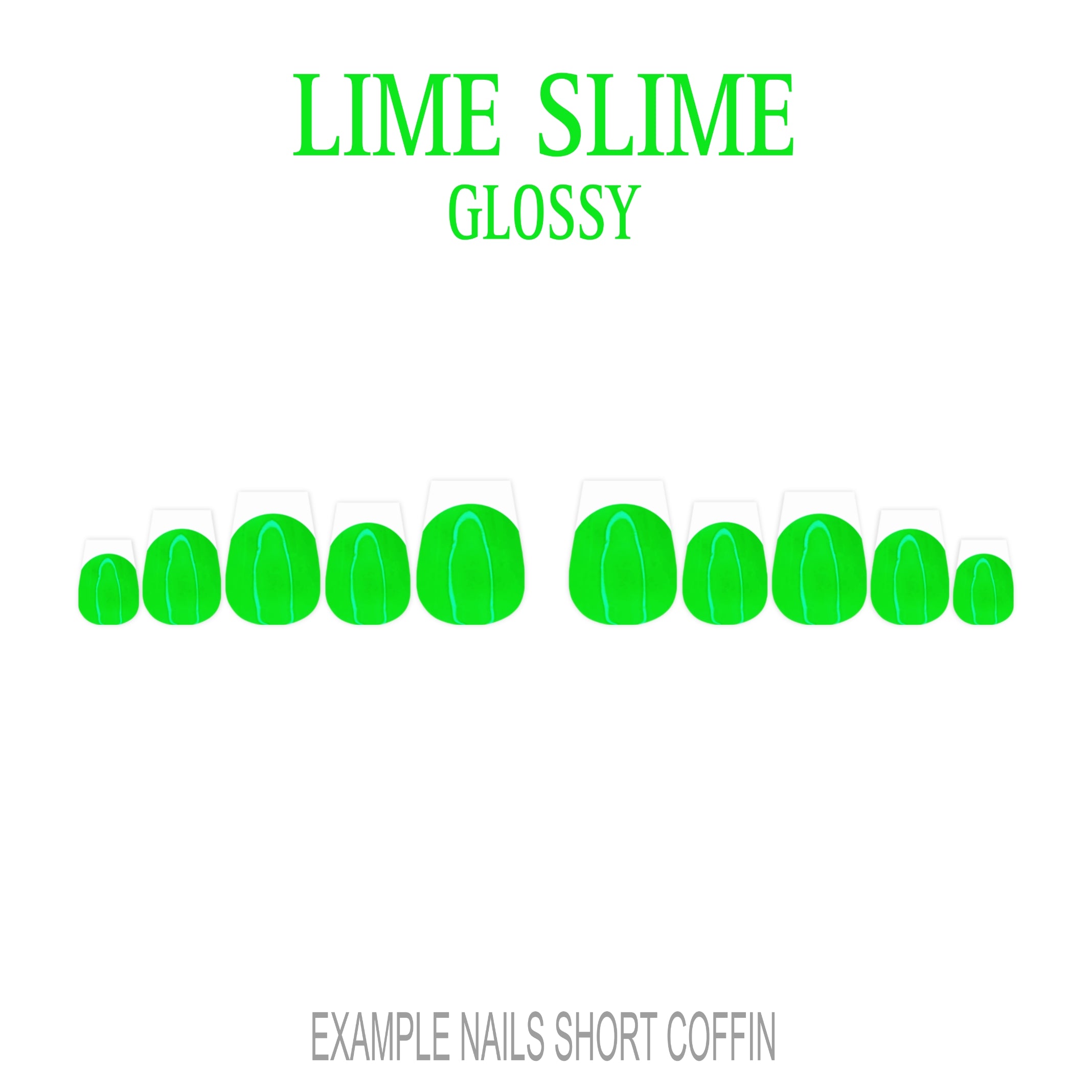 Lime Slime bright green French tip press-on nails