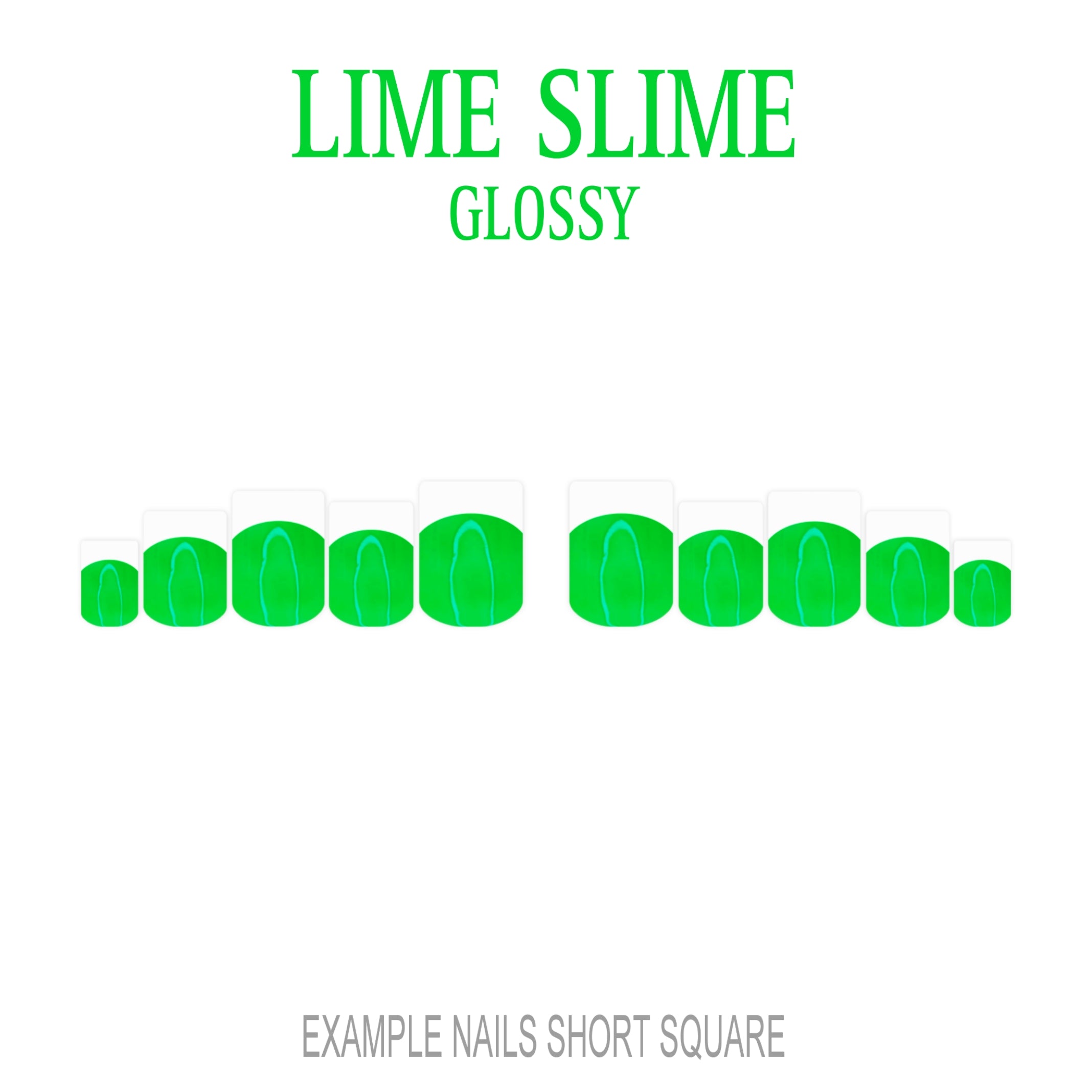 Lime Slime bright green French tip press-on nails