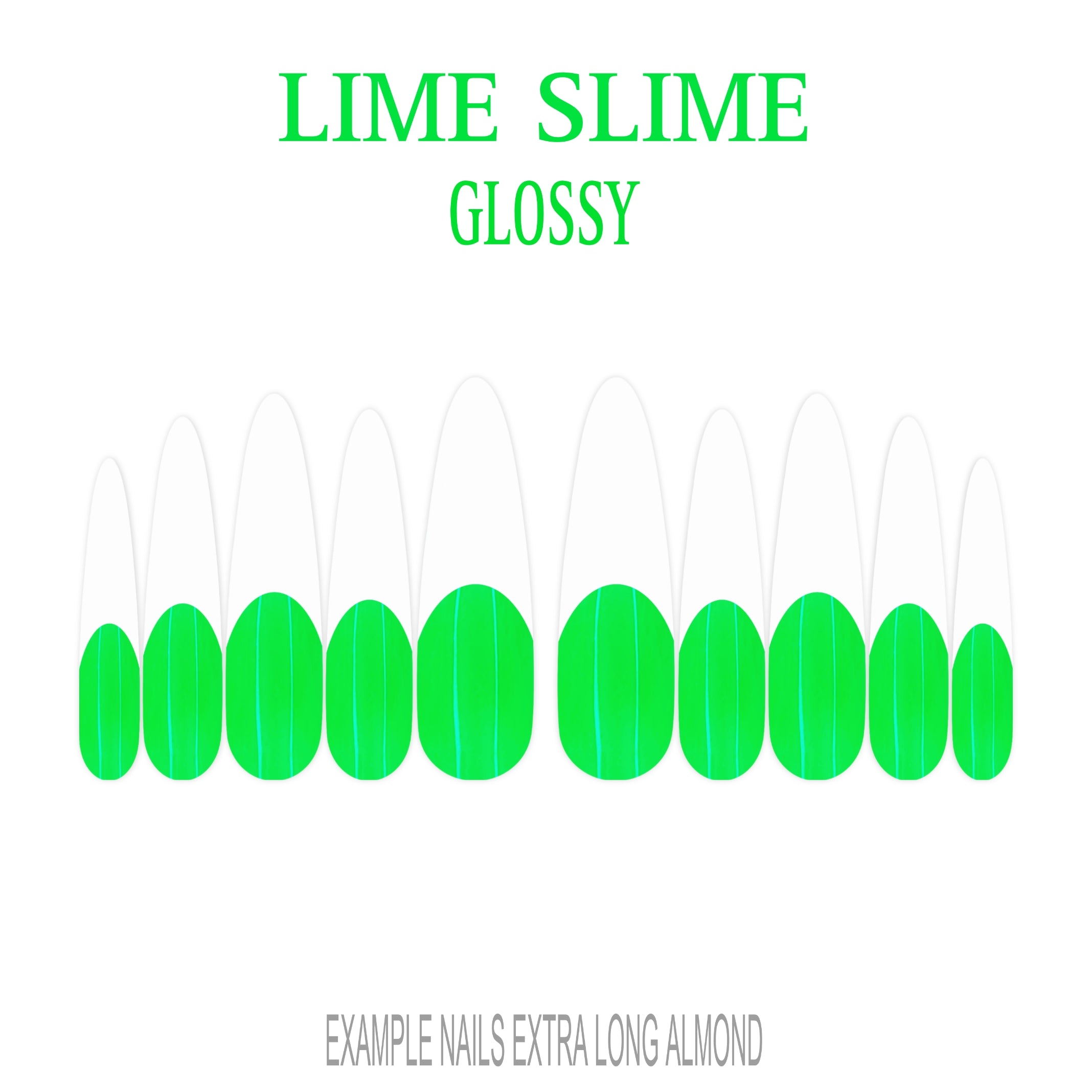 Lime Slime bright green French tip press-on nails