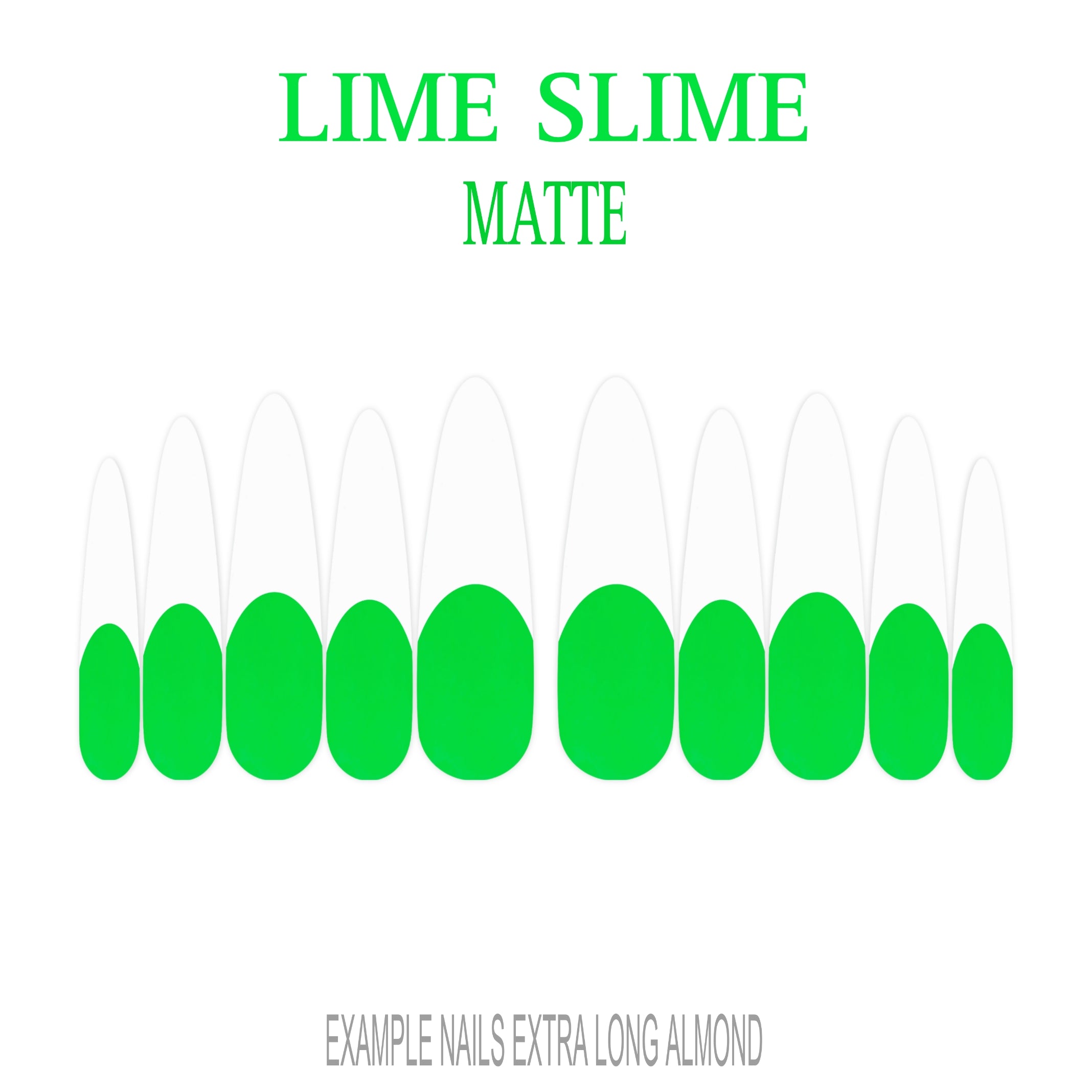 Lime Slime bright green French tip press-on nails