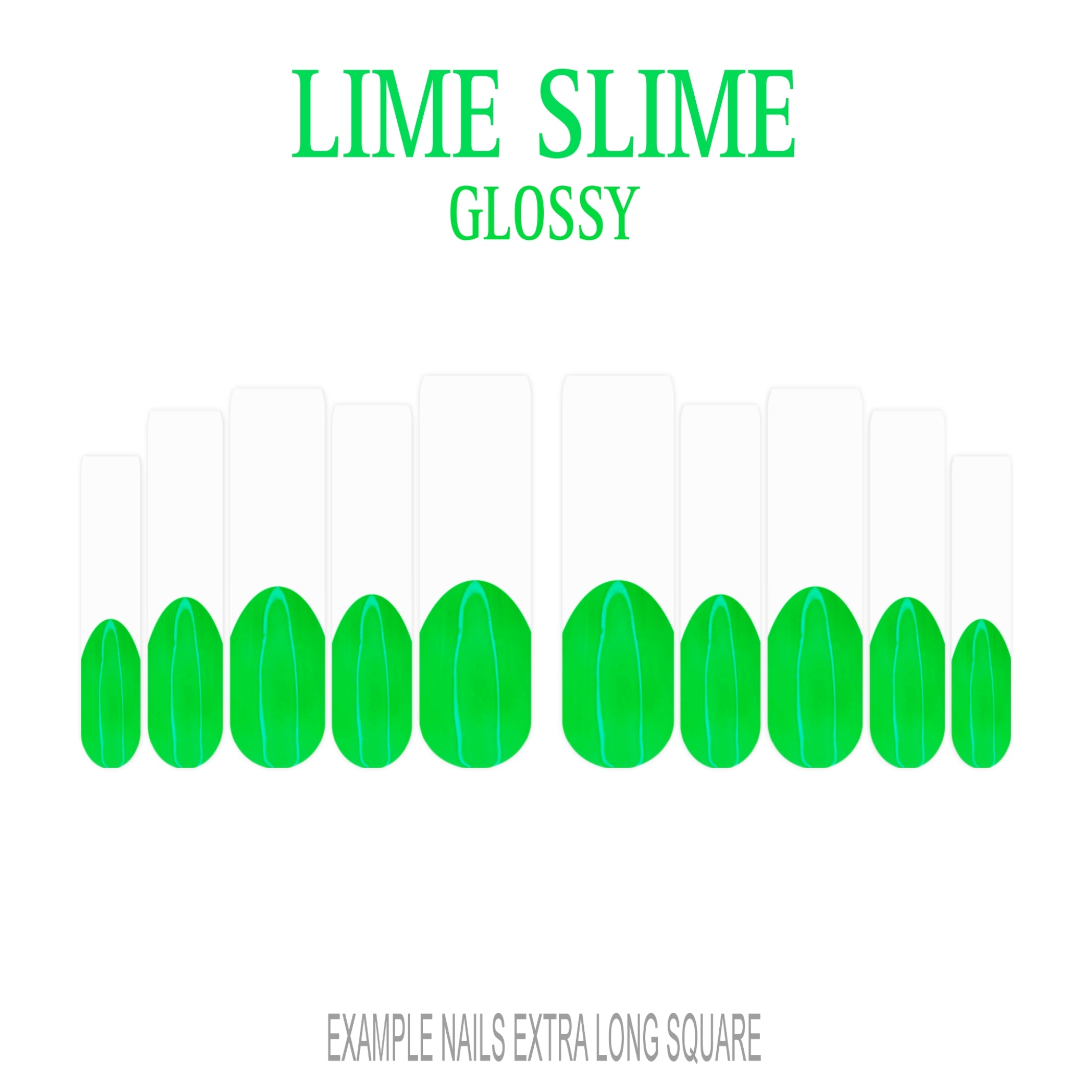 Lime Slime bright green French tip press-on nails