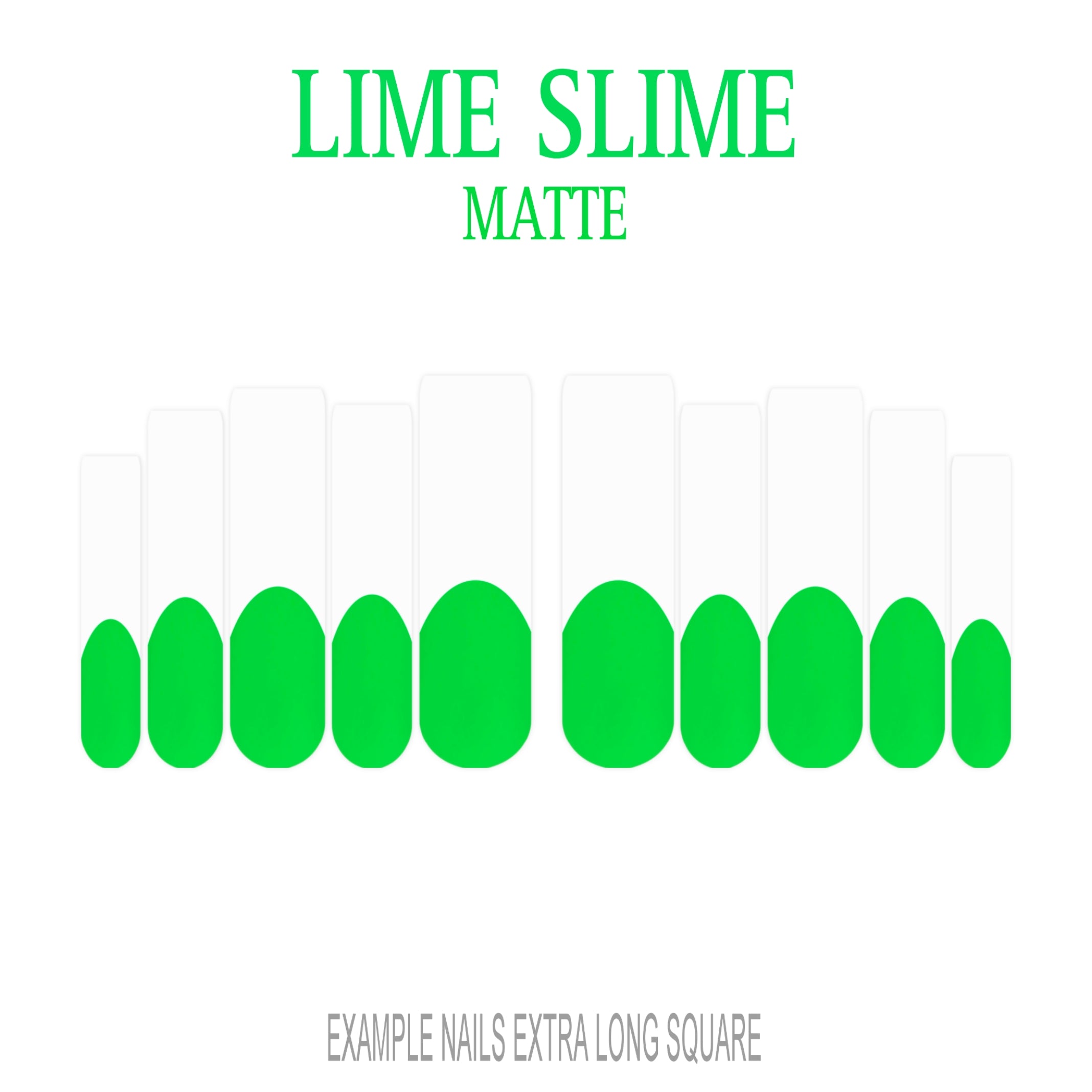 Lime Slime bright green French tip press-on nails