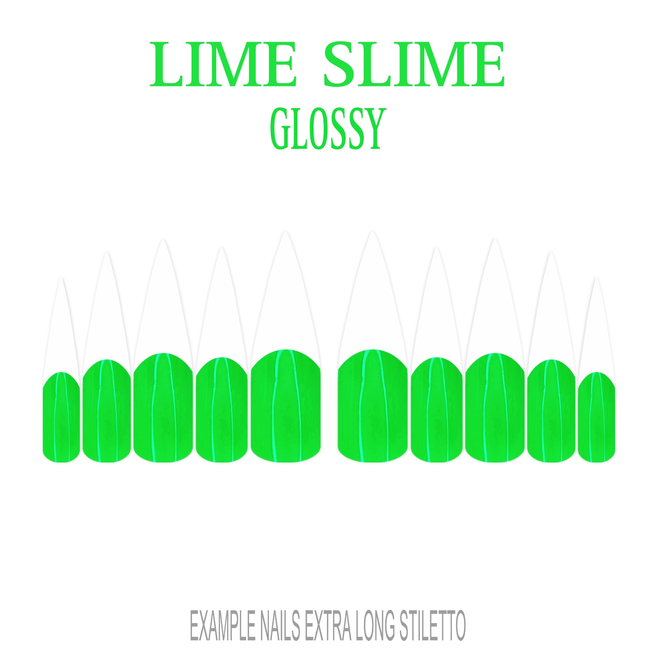 Lime Slime bright green French tip press-on nails