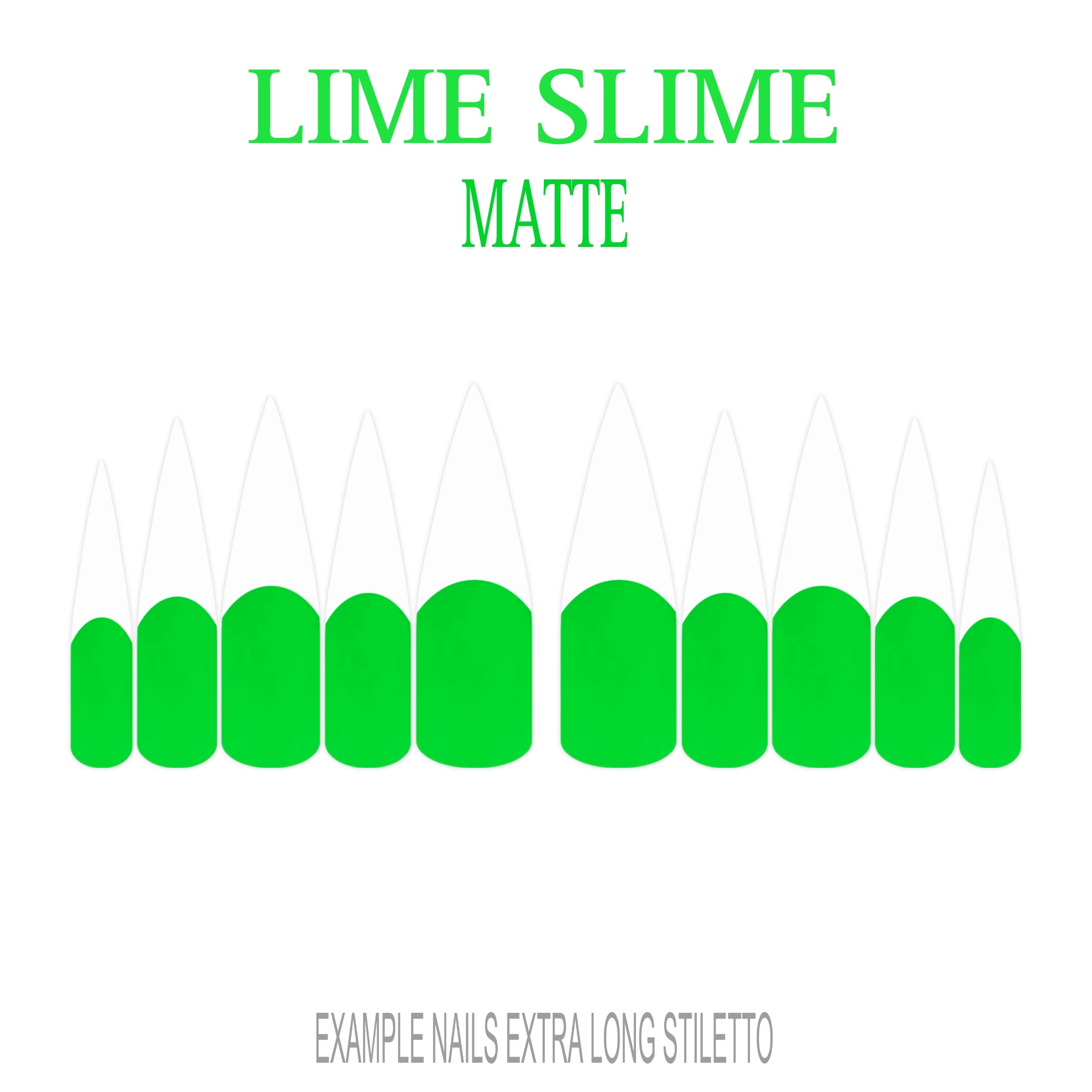 Lime Slime bright green French tip press-on nails