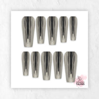 Liquid Steel silver chrome press-on nails