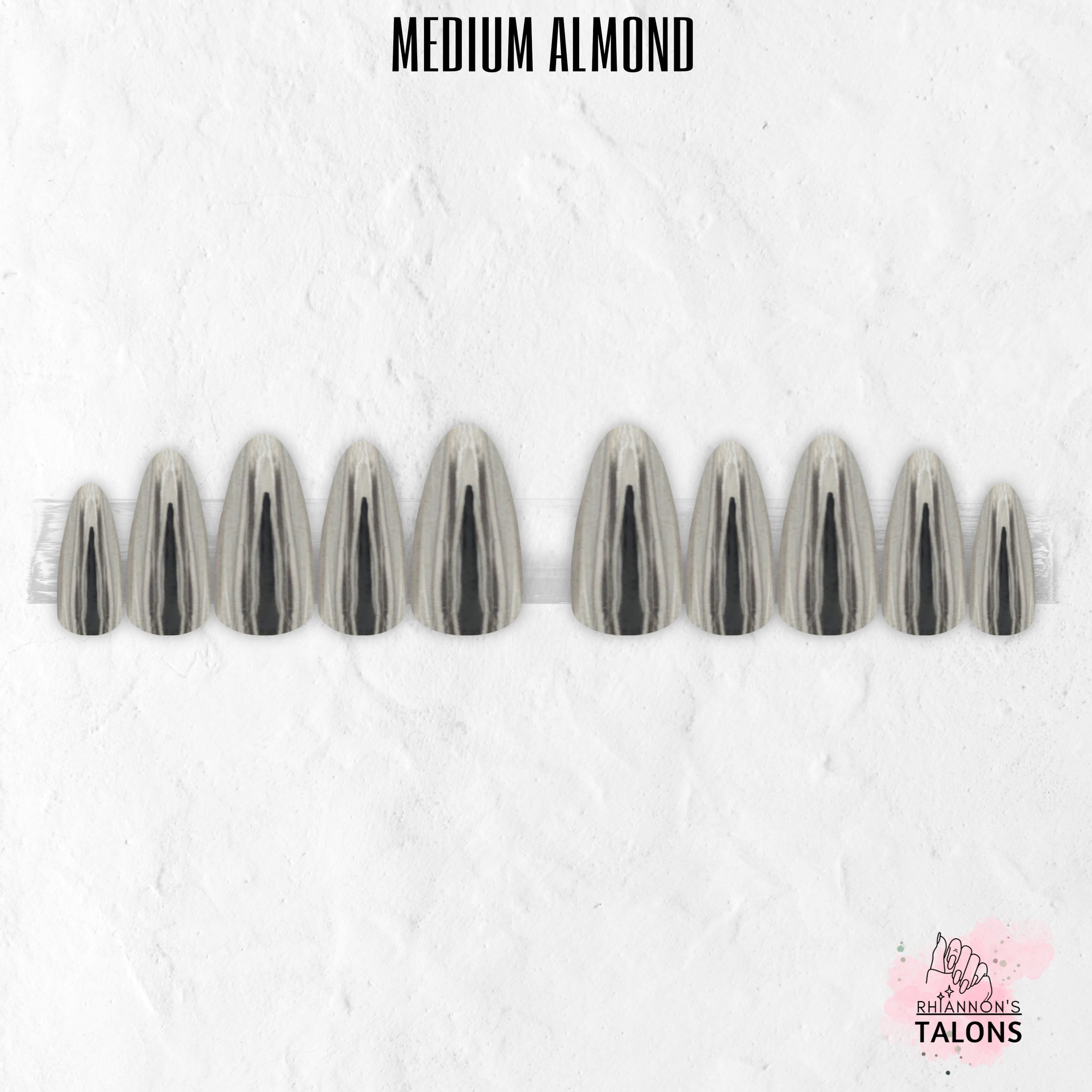 Liquid Steel silver chrome press-on nails