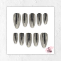Liquid Steel silver chrome press-on nails