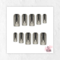 Liquid Steel silver chrome press-on nails