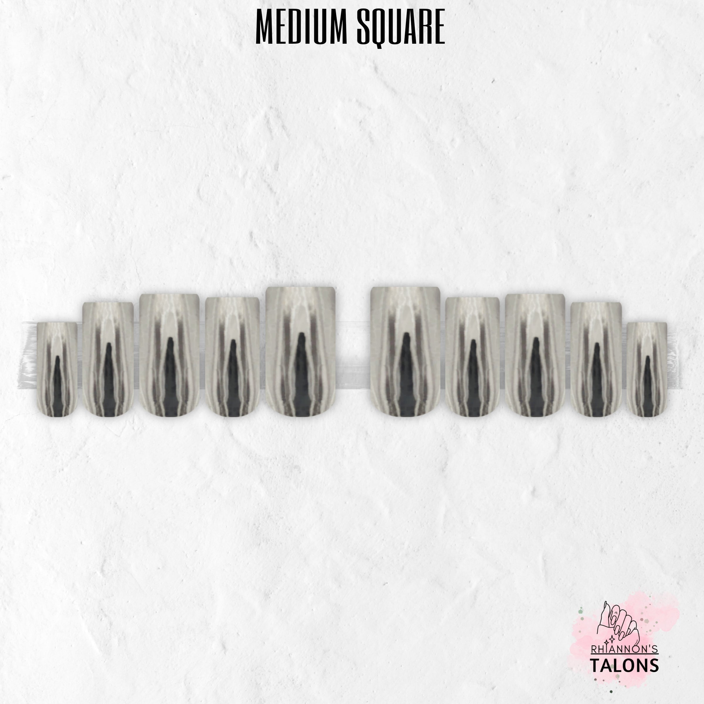 Liquid Steel silver chrome press-on nails