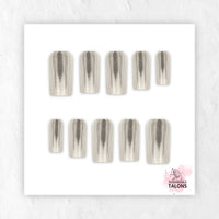 Liquid Steel silver chrome press-on nails