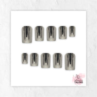 Liquid Steel silver chrome press-on nails