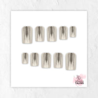 Liquid Steel silver chrome press-on nails