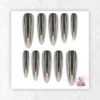 Liquid Steel silver chrome press-on nails