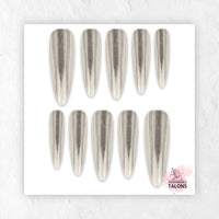 Liquid Steel silver chrome press-on nails
