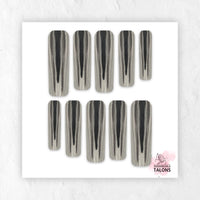 Liquid Steel silver chrome press-on nails