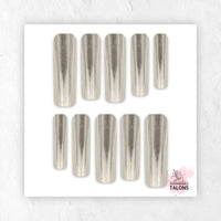 Liquid Steel silver chrome press-on nails