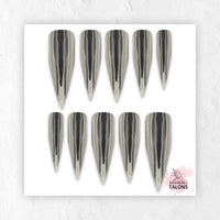 Liquid Steel silver chrome press-on nails