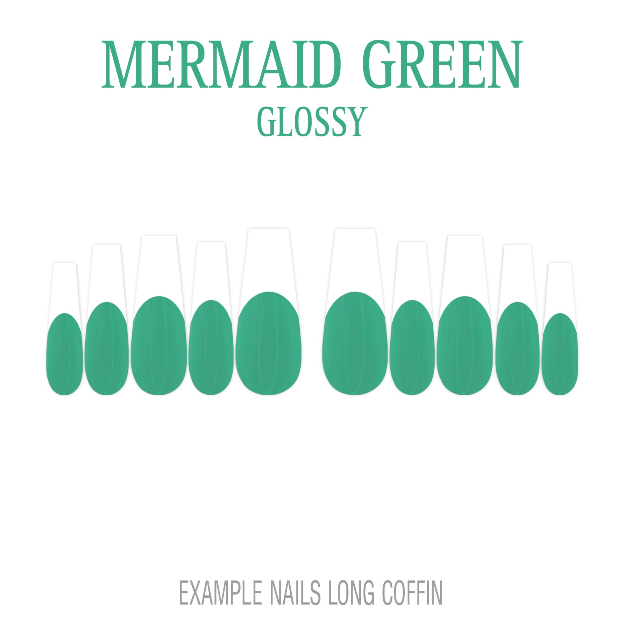 Mermaid Green ocean green French tip press-on nails